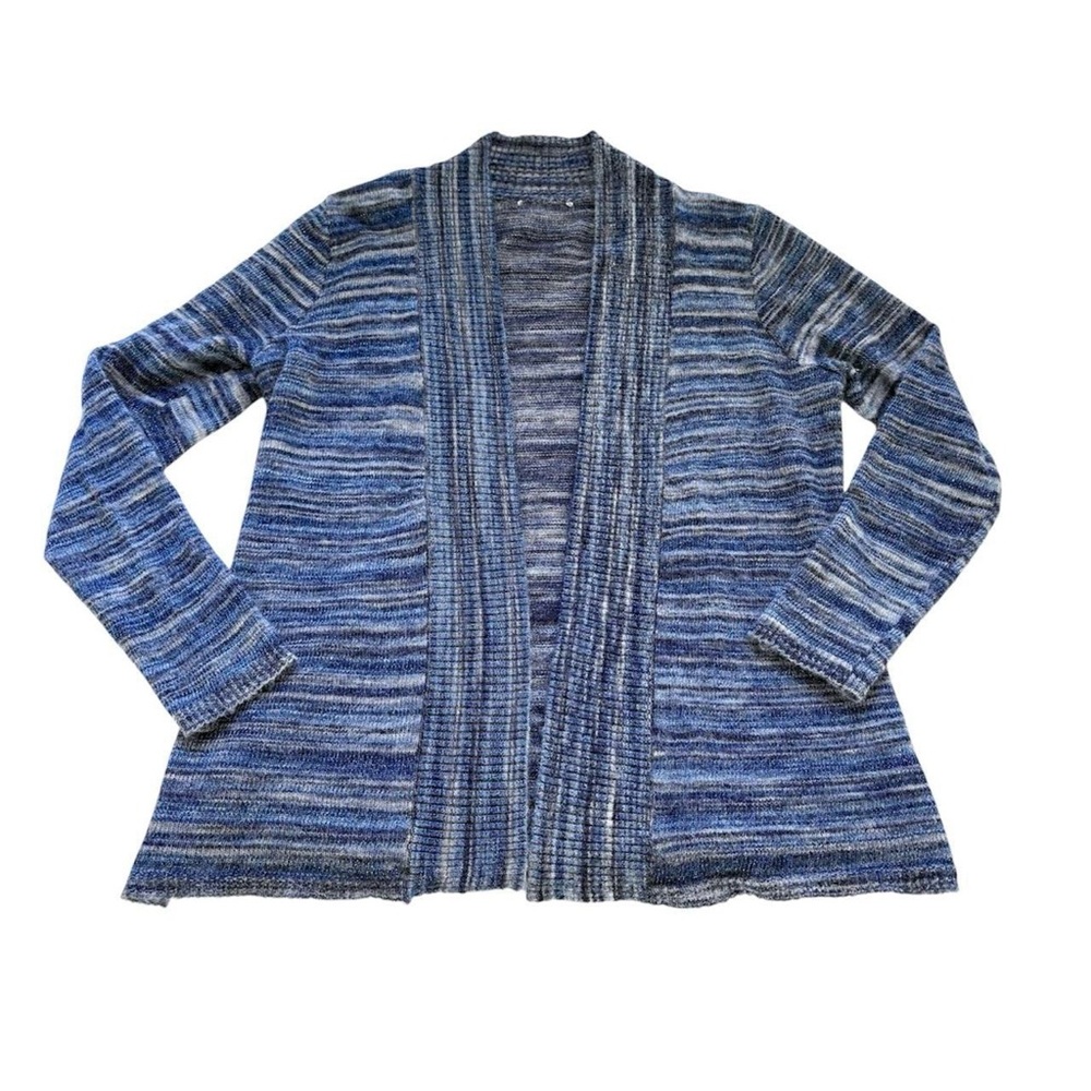 Blue Striped Metallic Cardigan Sweater